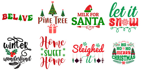 Christmas Festival and Winter Holiday Trendy Retro Style Illustration Collection Christmas Vector Illustration for Label, Icon, Presentation