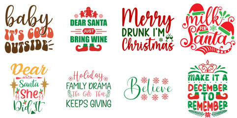 Fototapeta premium Christmas and New Year Invitation Bundle Christmas Vector Illustration for Magazine, Postcard, Announcement