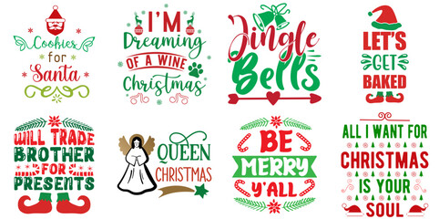 Christmas and Winter Calligraphic Lettering Bundle Christmas Vector Illustration for Icon, Announcement, Decal