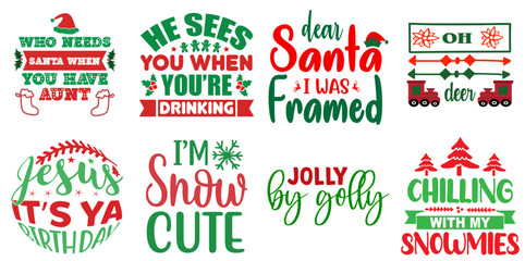Christmas Festival and Winter Holiday Phrase Set Christmas Vector Illustration for Packaging, Announcement, Social Media Post