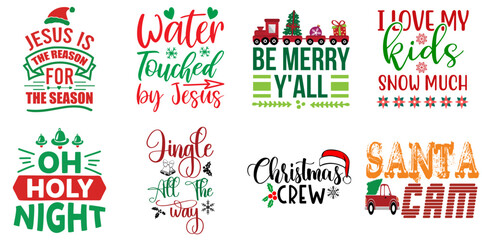 Merry Christmas Quotes Collection Christmas Vector Illustration for T-Shirt Design, Newsletter, Brochure