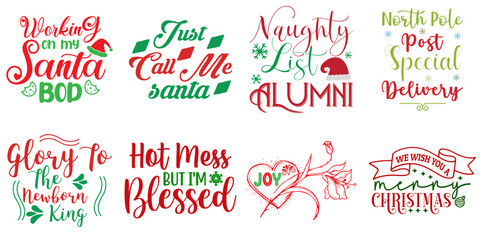 Christmas Festival and Winter Holiday Quotes Collection Christmas Vector Illustration for Greeting Card, Social Media Post, Mug Design