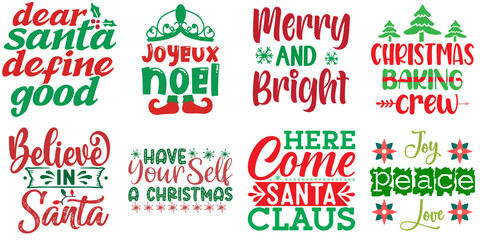 Merry Christmas and Happy New Year Hand Lettering Bundle Christmas Vector Illustration for Sticker, Postcard, Icon