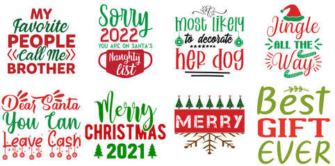 Fototapeta premium Christmas and Winter Typography Collection Christmas Vector Illustration for Packaging, Holiday Cards, Wrapping Paper