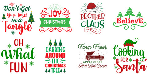 Christmas and Winter Typography Collection Christmas Vector Illustration for Bookmark, Announcement, Vouchers