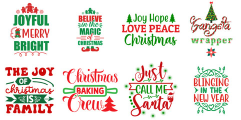 Holiday Celebration and Winter Inscription Bundle Christmas Vector Illustration for Brochure, Vouchers, Printable