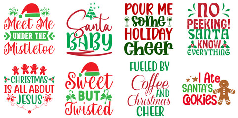 Christmas Festival and Winter Holiday Typographic Emblems Collection Christmas Vector Illustration for Flyer, Stationery, Packaging