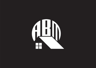 Real Estate Letter ABM Monogram Vector Logo.Home Or Building Shape ABM logo