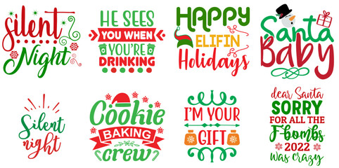 Christmas Festival and Winter Holiday Typographic Emblems Collection Christmas Vector Illustration for Motion Graphics, T-Shirt Design, Decal
