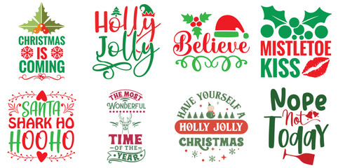 Merry Christmas Inscription Collection Christmas Vector Illustration for Announcement, Poster, Vouchers