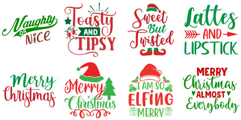 Merry Christmas and Holiday Celebration Labels And Badges Collection Christmas Vector Illustration for Holiday Cards, Flyer, Greeting Card