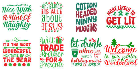 Christmas and Holiday Phrase Collection Christmas Vector Illustration for Advertising, Decal, Advertisement