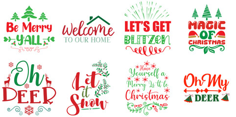 Merry Christmas and Happy New Year Calligraphy Collection Christmas Vector Illustration for Book Cover, Motion Graphics, Infographic