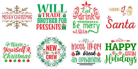 Merry Christmas and Winter Hand Lettering Set Christmas Vector Illustration for Advertising, Motion Graphics, Brochure