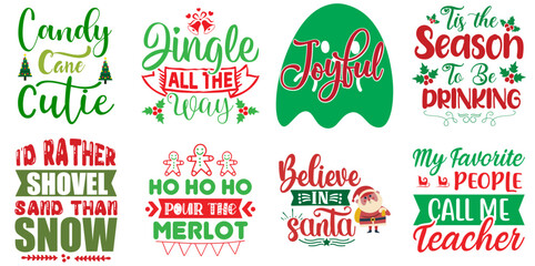 Christmas Festival and Winter Holiday Typography Bundle Christmas Vector Illustration for Presentation, Newsletter, Packaging