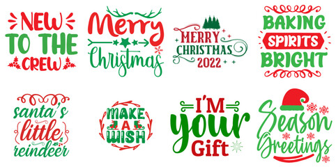 Merry Christmas and Holiday Celebration Hand Lettering Collection Christmas Vector Illustration for Poster, Mug Design, Brochure