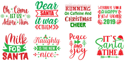 Merry Christmas and New Year Inscription Collection Christmas Vector Illustration for Sticker, Advertisement, Social Media Post