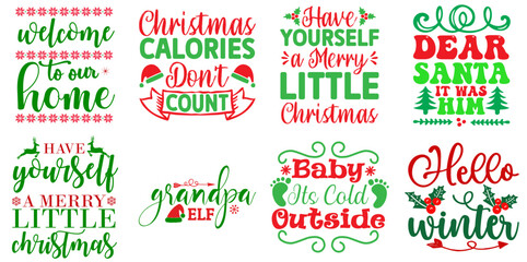 Happy Holiday and Winter Invitation Bundle Christmas Vector Illustration for Newsletter, Brochure, Sticker