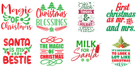 Merry Christmas and Happy Holiday Invitation Collection Christmas Vector Illustration for Printing Press, Packaging, Label