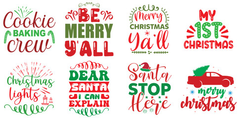 Christmas and New Year Hand Lettering Bundle Christmas Vector Illustration for Packaging, Wrapping Paper, Printing Press