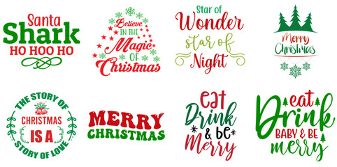 Christmas and New Year Inscription Collection Christmas Vector Illustration for Brochure, Logo, T-Shirt Design