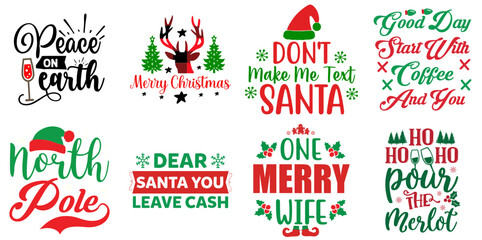 Happy Holiday and Winter Labels And Badges Set Christmas Vector Illustration for Bookmark, Postcard, Packaging