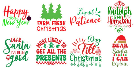 Fototapeta na wymiar Christmas and New Year Quotes Collection Christmas Vector Illustration for Gift Card, Stationery, Mug Design
