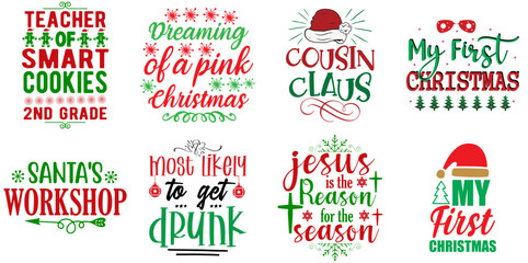 Christmas and Holiday Calligraphic Lettering Collection Christmas Vector Illustration for Greeting Card, Book Cover, Stationery