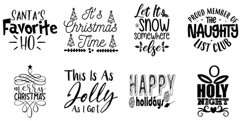 Merry Christmas and Holiday Celebration Labels And Badges Collection Christmas Black Vector Illustration for Vouchers, Holiday Cards, Magazine