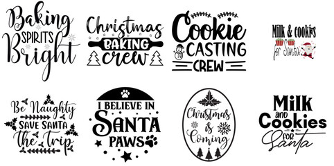 Merry Christmas and Holiday Celebration Hand Lettering Bundle Christmas Black Vector Illustration for Printing Press, T-Shirt Design, Motion Graphics