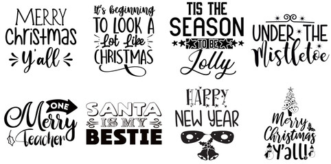 Happy Holiday and Winter Hand Lettering Set Christmas Black Vector Illustration for Advertising, Motion Graphics, Vouchers