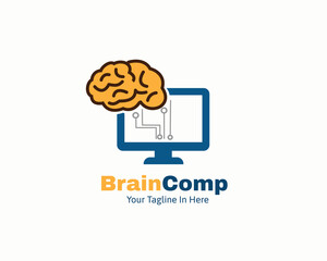 brain comp smart web tech icon symbol logo design template illustration inspiration