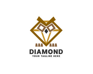 diamond premium owl jewelry logo icon symbol design template illustration inspiration