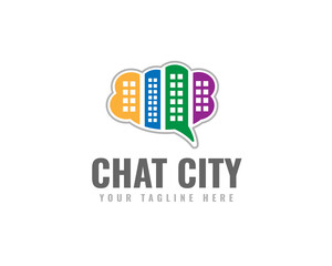building chat city forum property logo icon symbol design template illustration inspiration