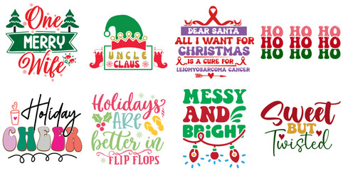 Christmas and New Year Typography Collection Retro Christmas Vector Illustration for Newsletter, Banner, Stationery
