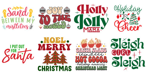 Holiday Celebration and Winter Labels And Badges Collection Retro Christmas Vector Illustration for Wrapping Paper, Presentation, Magazine