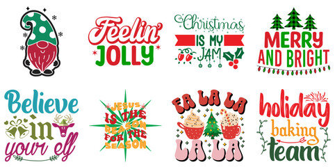 Christmas and New Year Labels And Badges Set Retro Christmas Vector Illustration for Stationery, Brochure, Decal