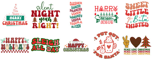 Christmas and Winter Hand Lettering Collection Vintage Christmas Vector Illustration for Icon, Advertising, Magazine