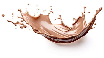 Foto op Canvas chocolate milk splash isolated on a white background © Rangga Bimantara