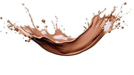 Foto op Plexiglas chocolate milk splash isolated on a white background © Rangga Bimantara
