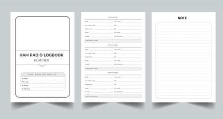 Editable Ham Radio Logbook Planner Kdp Interior printable template Design.