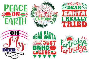 Christmas Festival and Winter Holiday Typographic Emblems Collection Christmas Vector Illustration for Magazine, Advertisement, Vouchers