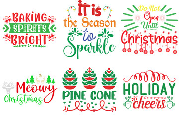 Christmas Festival and Winter Holiday Calligraphy Bundle Christmas Vector Illustration for Vouchers, Announcement, Postcard