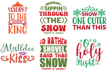 Merry Christmas and Winter Calligraphy Set Christmas Vector Illustration for Logo, Vouchers, Bookmark
