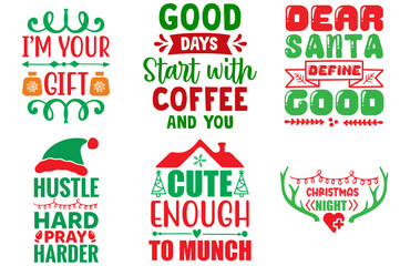 Christmas and Holiday Typography Set Christmas Vector Illustration for Social Media Post, Printable, Advertisement