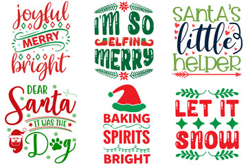 Merry Christmas and Holiday Celebration Typography Collection Christmas Vector Illustration for Infographic, Social Media Post, Mug Design