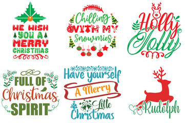 Merry Christmas and New Year Invitation Collection Christmas Vector Illustration for Label, Vouchers, Bookmark