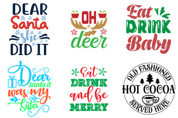 Christmas and Holiday Typography Collection Christmas Vector Illustration for Gift Card, Label, T-Shirt Design