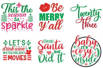 Holiday Celebration and Winter Typography Bundle Christmas Vector Illustration for Wrapping Paper, Motion Graphics, Vouchers