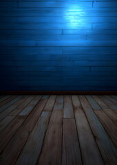 Simple room, blue Wall, hardwood Floor